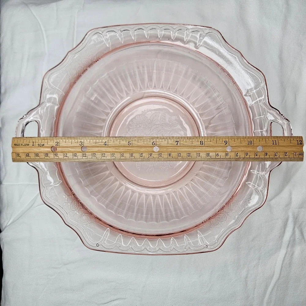 Federal Glass Rose Mayfair Pattern Pink Depression Glass Serving Bowls Set of 2‎